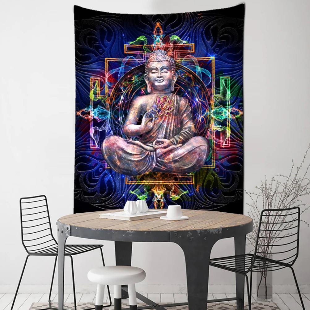 3DReligion Culture Hanging Wall Tapestry Buddha Wall Carpet Headboard Dorm Hippie Psychedelic Tapestry Tree Landscape Boho Decor