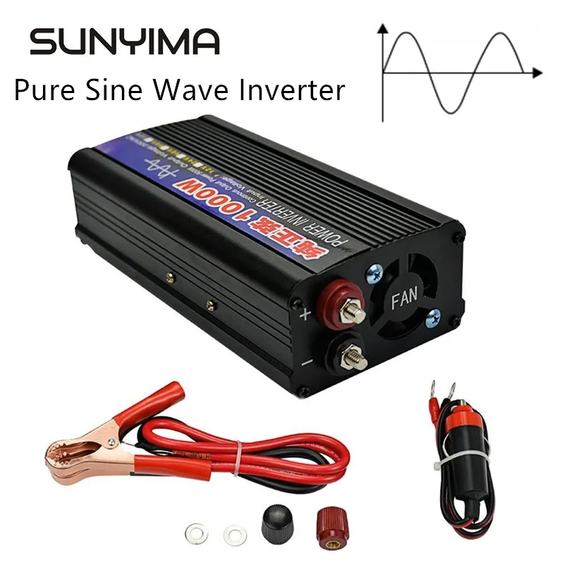 SUNYIMA 1000W Pure Sine Wave Inverter DC To AC 50HZ Power Inverter Booster Voltage Transformer Converter 12V 220V