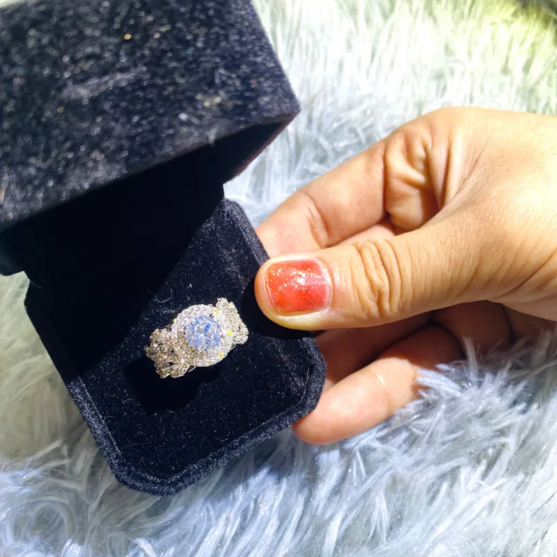 Natural Moissanite Silver Color Jewelry Rings Men For Women Flower Party Weeding Anniversary Engagement Gifts Fine Jewelry