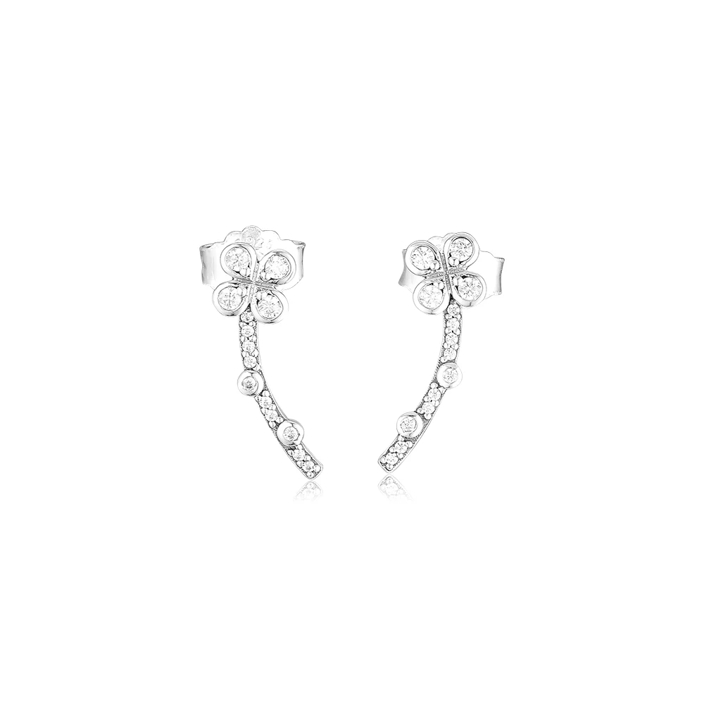 

Draped Four-Petal Flowers Earring Studs 925 Sterling Silver Jewelry For Woman Make up Fashion Female Earrings Party Jewelry Whol