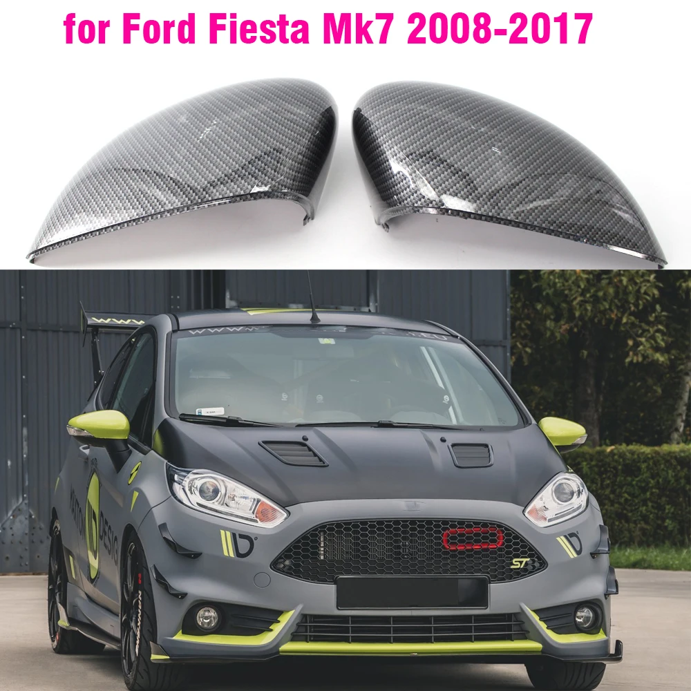 

Carbon Fiber Bright black Side Rearview Mirror Cover For Ford Fiesta 7 VII MK7 2010 2011 2012 2013 2014 2015 2016 2017