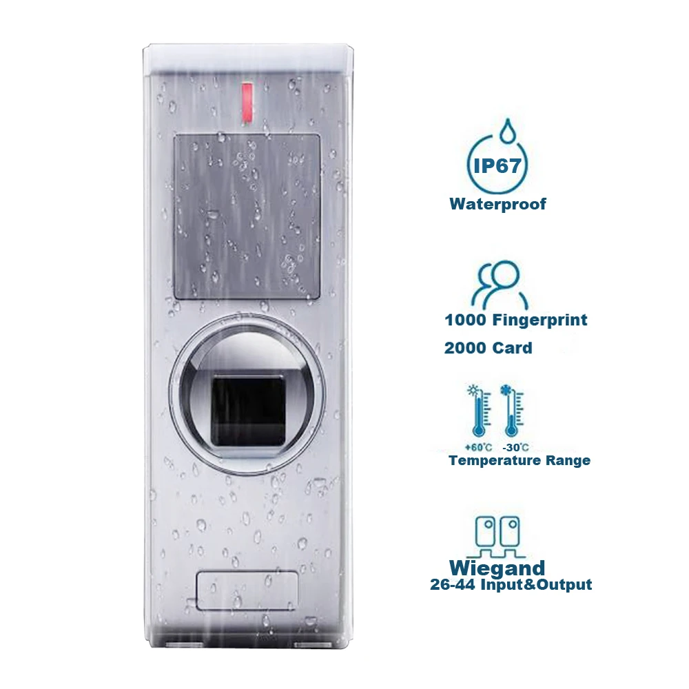 Waterproof IP67 2000 Users Metal Biometric Fingerprint Access Control System Rfid 125khz Reader Door Access Control