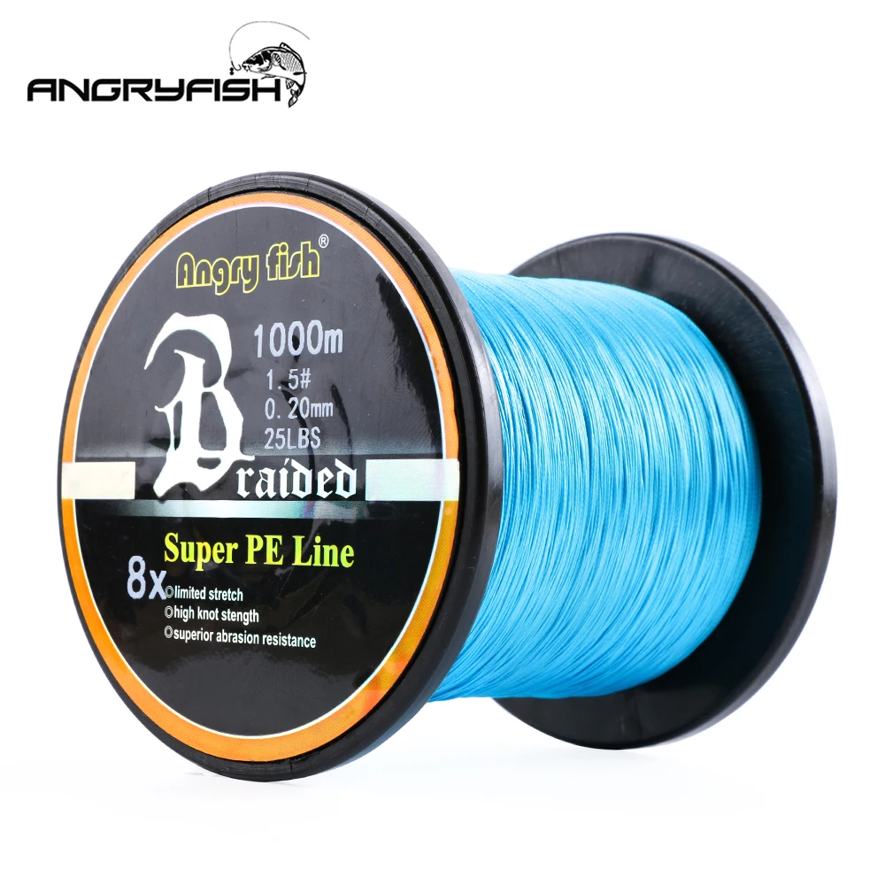 Angryfish 1000Meters 8x Braided Fishing Line 8 Colors Super PE Line Wear resistant