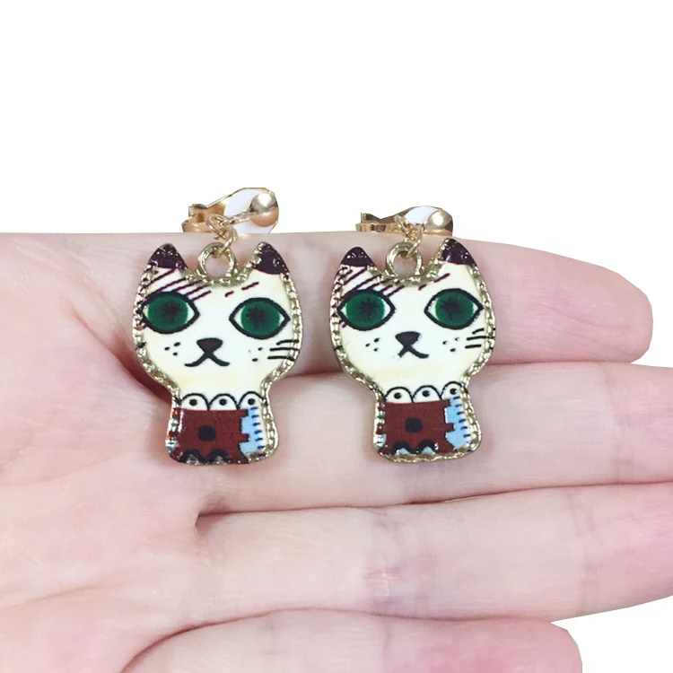 Clip On Earrings Kids Cute Cartoon Animal Cat Ear No Piercing Ear Rings For Children Gift Jewelry Korean Ear Clip For Girls