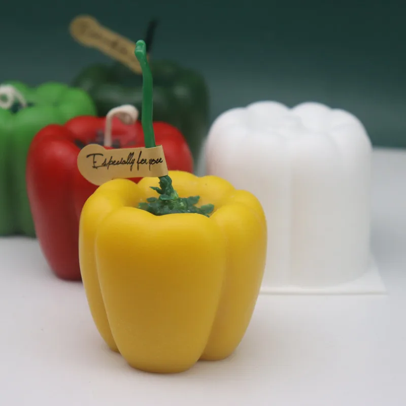 3D Bell Pepper Silicone Candle Molds Silicone Candle Molds for Candle Making Candle Wicks