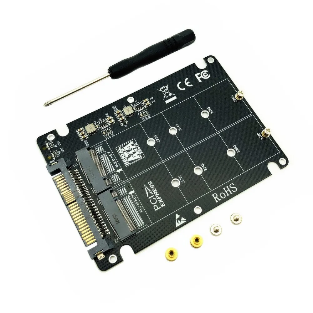 M.2 SSD to U.2 Adapter 2 in 1 M.2 NVMe SATA-Bus NGFF SSD to PCI-e U.2 SFF-8639 PCIe M2 Adapter Converter for Desktop Computer PC