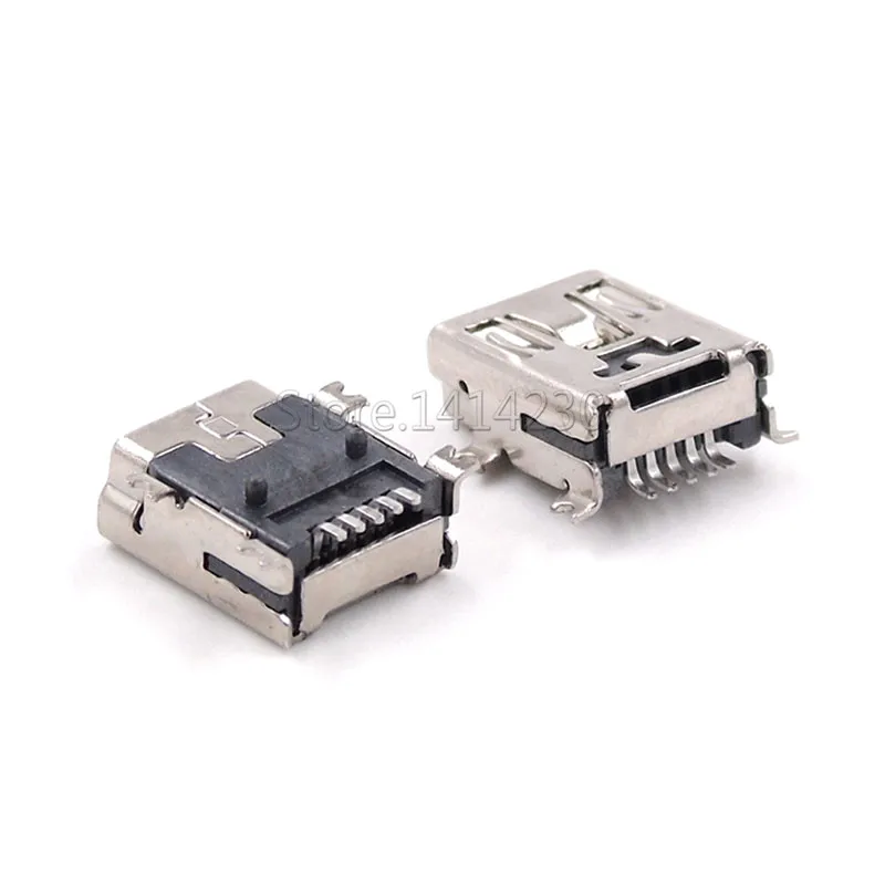 Mini USB SMD 5 Pin hembra Mini B enchufe conector, 10 piezas