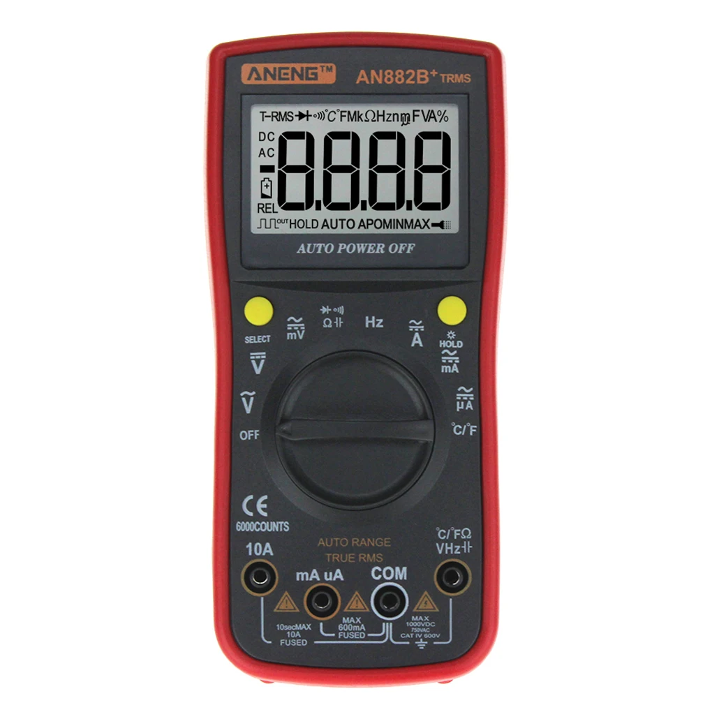 

ANENG AN882B+ Digital Multimeter Auto Range AC/DC Backlight Meter Resistance Voltage Current Measurement