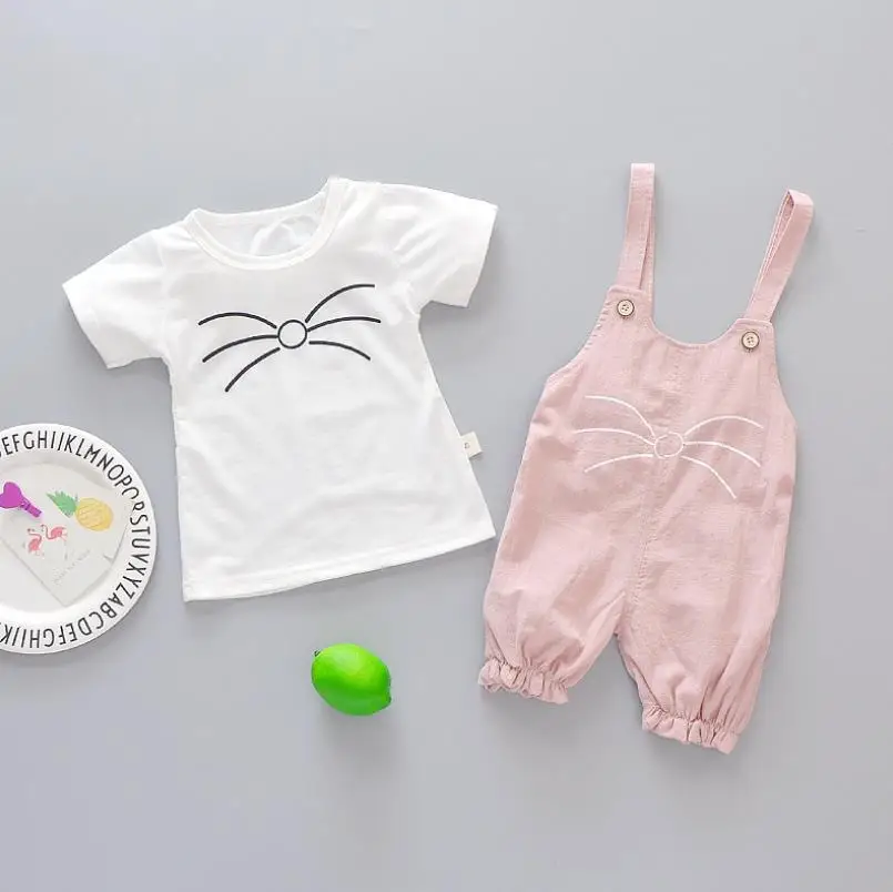 2025 New Infant Baby Girl Summer Clothing Cartoons Top Strap Shorts Set for Newborn Baby Girls Clothes Outfits 0-4Y Cool Sets