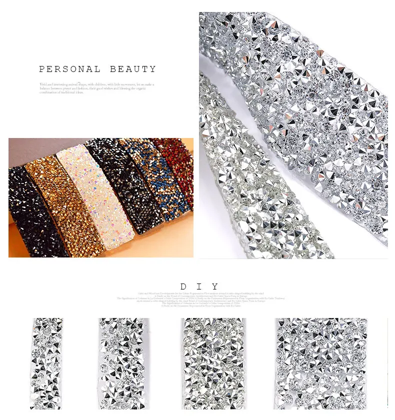 1 Yard Nähzubehör Kristallmotiv Strass Hotfix Strassband Applikatorband mit Strasssteinen zum Aufbügeln für Kleider – Detail 10