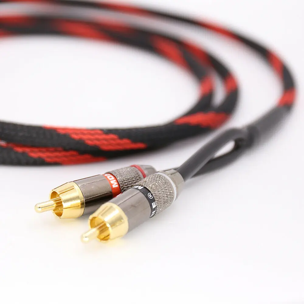 Hifi RCA Cable Audio Signal Wire JACK Plug 3.5mm One to Two RCA Interface Hifi Amp Audio