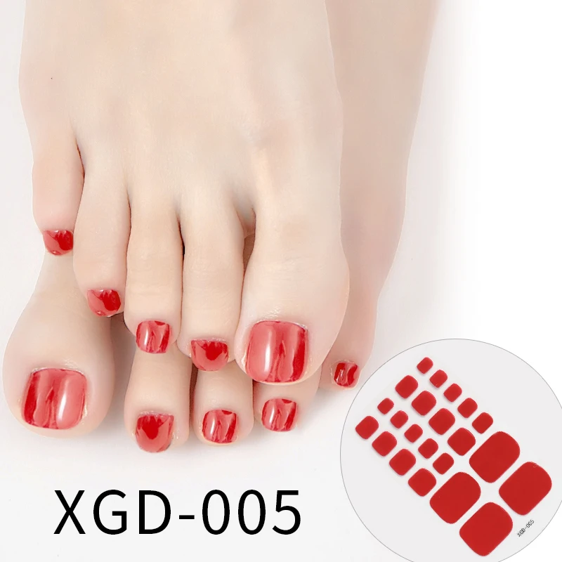 22tips/Sheet Color Toe Nail Stickers/Strips Toenail Wraps adesivo per unghie autoadesivo per la decorazione delle unghie dei piedi accetta Drop Ship