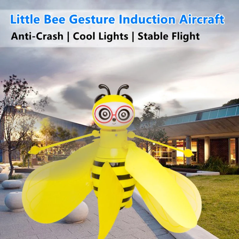 Lovely Little Bee Gesture Induction Aircraft Easy To Operate Stable Flight Cool Light Anti-Crash USB Charging Electric Kids' Toy