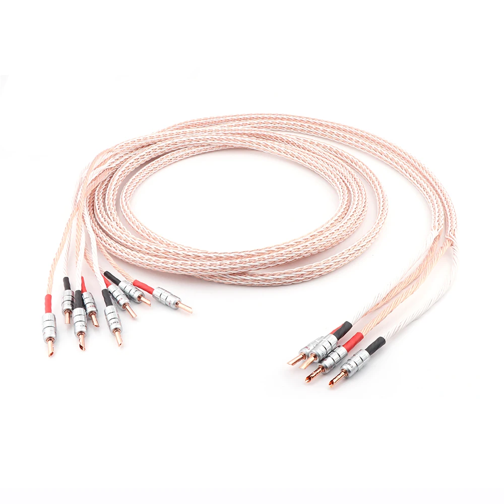 Pair 8TC Speaker Cable OCC Wire Speaker Cable Power Cord loudspeak Wire cable With BFA Banana Jack
