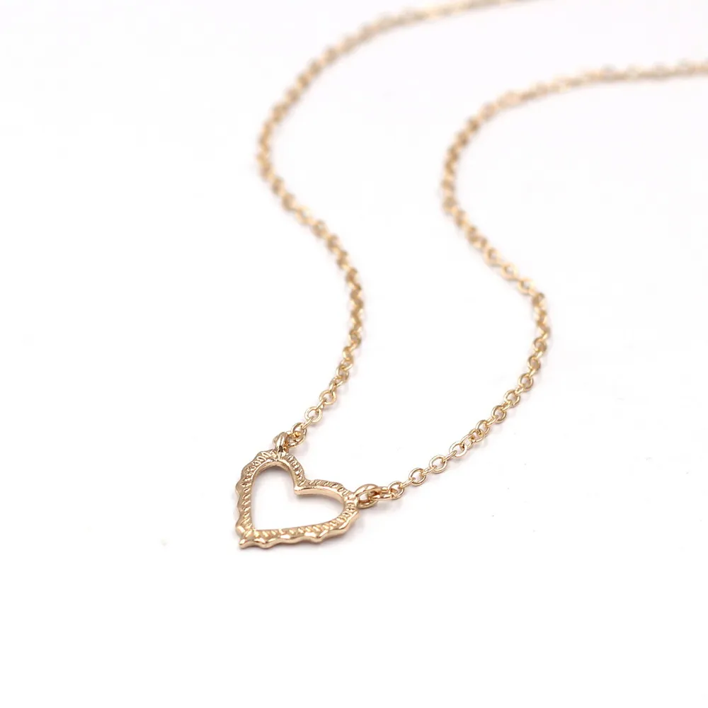 2020 New Wave Double Side Heart Hollow Out Cute Pendant Necklace for Women