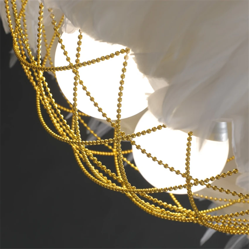Nordic White Feather Pendant Lights Bedroom Warm Fashion Art Modern Living Room Restaurant Design Study Hanging Lights Lighting