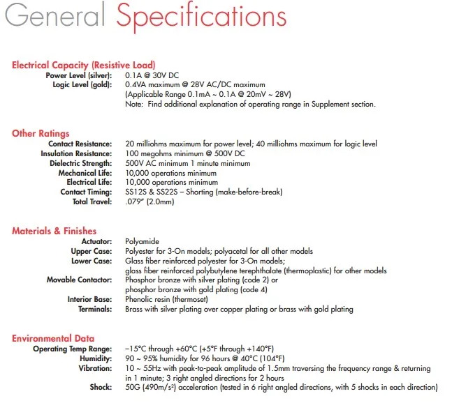 SS-14MDH2 Japanese side dial 3 gears 4 feet toggle switch side slide switch power supply horizontal