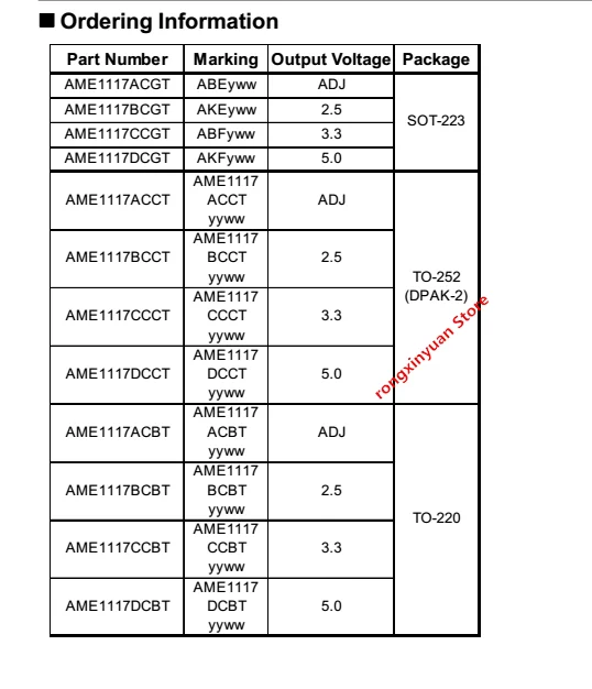 10PCS AME1117ACCTZ  AME1117ACCT  AME1117-ADJ  TO-252 AME1117 1A Low DropoutPositive Voltage Regulator  100% New original