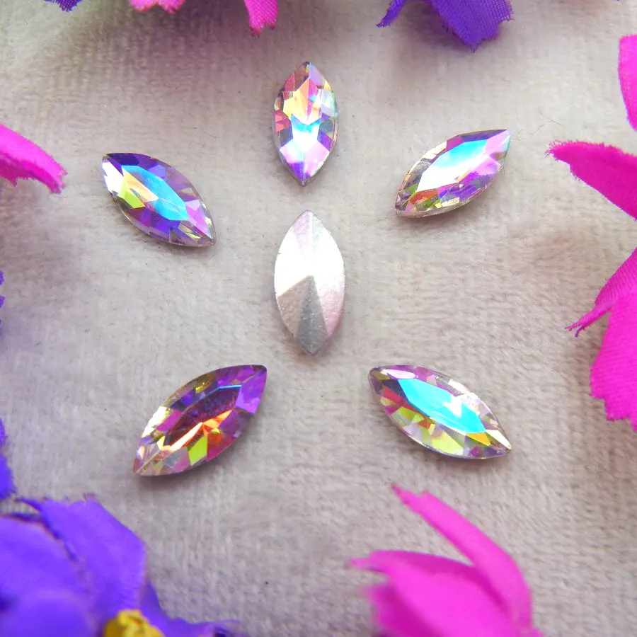 AB Farben 8 Größen Navette Pferdeaugen-Markise Form Glas-Klebekristalle Strass-Ornamente Zubehör DIY-Verzierung – Detail 11
