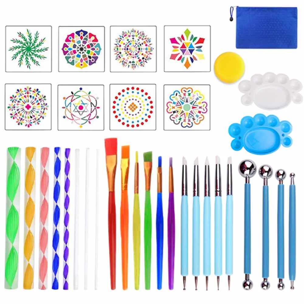 35pcs Mandala Dotting Tools Set Painting Stencils Rocks Template Set for Painting Rocks DIY Nail Art Craft Drawing Handwork