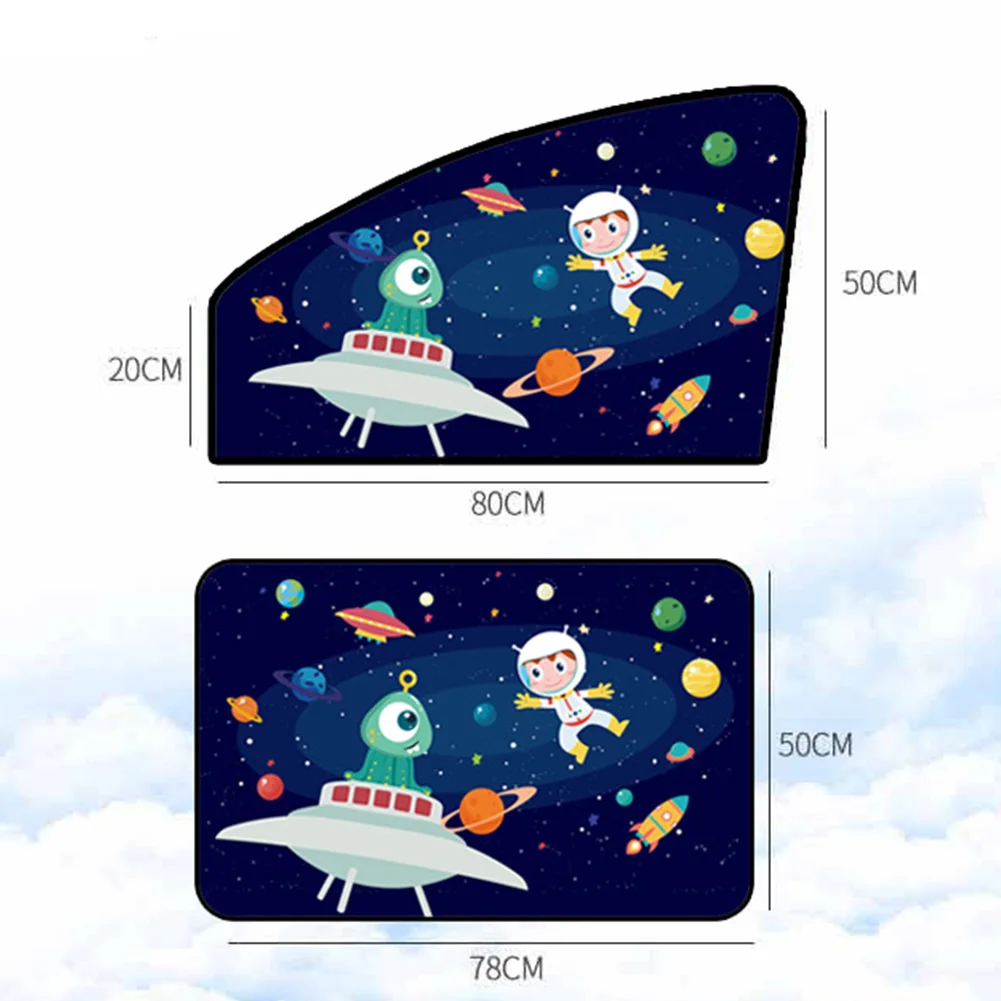 Car Summer Cute Cartoon Auto Window Sunshade Side Sun Protector Adjustable Curtains For Bady Kids Safe Uv Protect Accessories