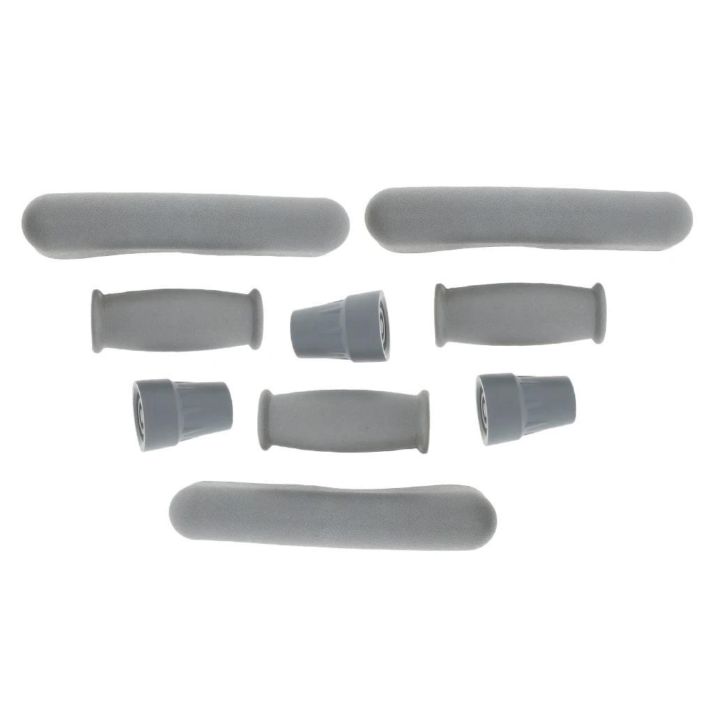 3 Set Crutch Accessory Kit Crutch Pad+Handle Grip Covers+Tip Cover, Rubber Crutch Replacement Part Pad - Gray