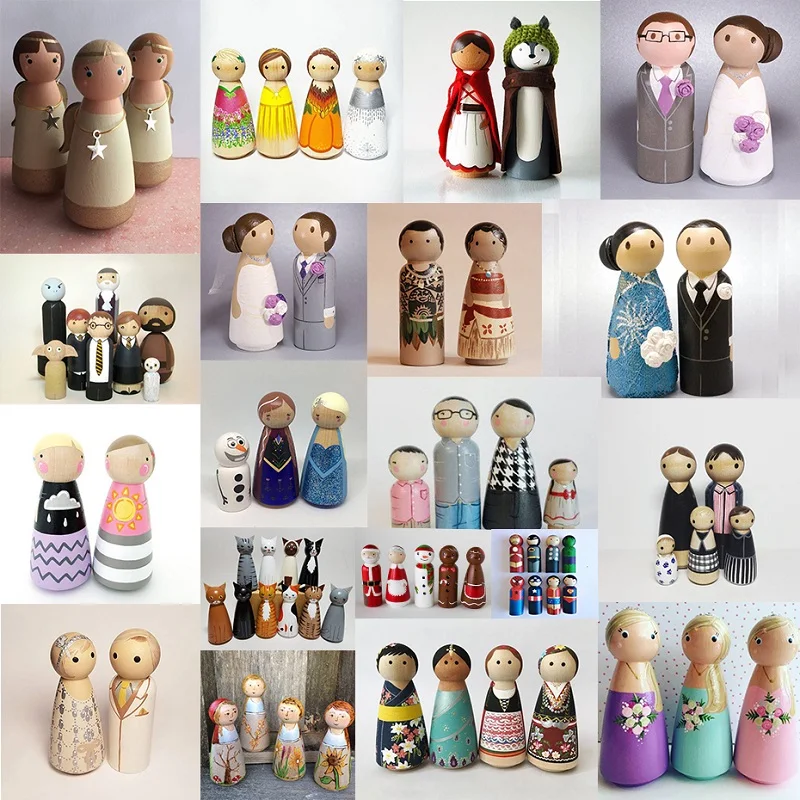 50Pcs/Set Unpainted Wooden Peg Dolls Toys For Children DIY Color Painting Girl Boy Doll Bodies Room Decorations Arts And Crafts