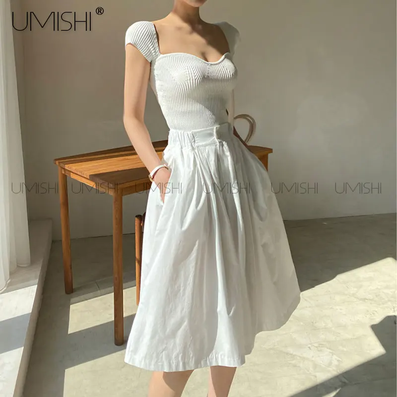 Small dew clavicle show thin sweater bust skirt of tall waist skirts pants