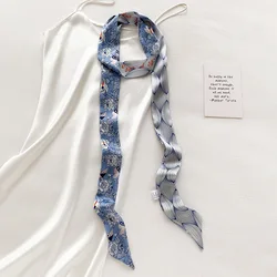 Spring French Retro Decoration Small Narrow Long Silk Imitation Scarf For Women Top Quality Hair Tie Bag Ribbons Pant Dress Belt