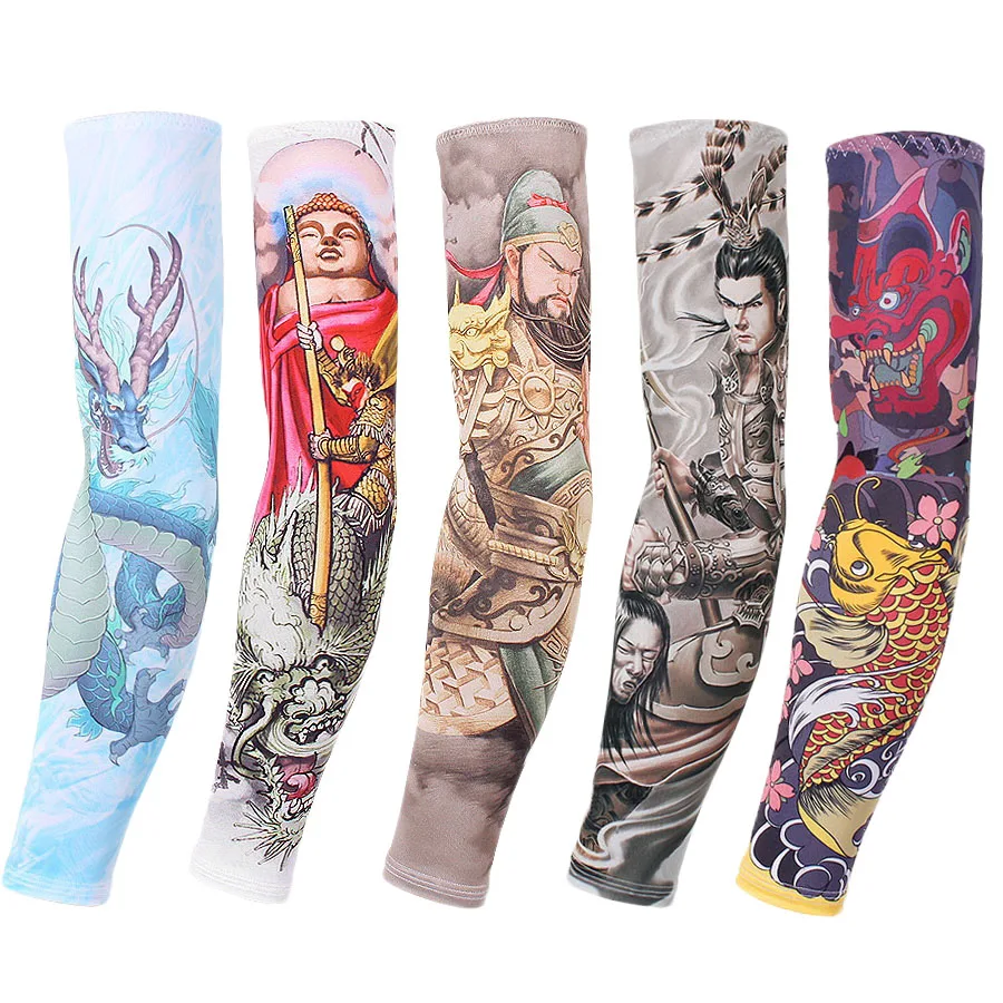 1 Pair Cooling Tattoo Sleeves For Cycling Fishing Hiking Sun UV Protective Arm Sleeves Outdoor Sport cuff Arm Cover Warmers