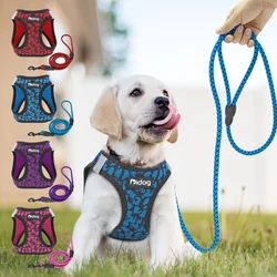 Soft Mesh Dog Harness Vest Reflective Pet Puppy Walking Training Harness Leash Set For Small Medium Dogs Cats Chihuahua Pug