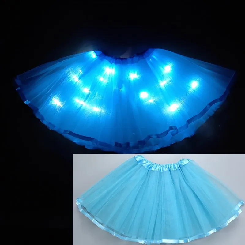 2024 new year Light LED Girl Kids Clothes  Tutu Skirt Princess Party Tutus Tulle Pettiskirt Child Ballet Dance  Christmas white