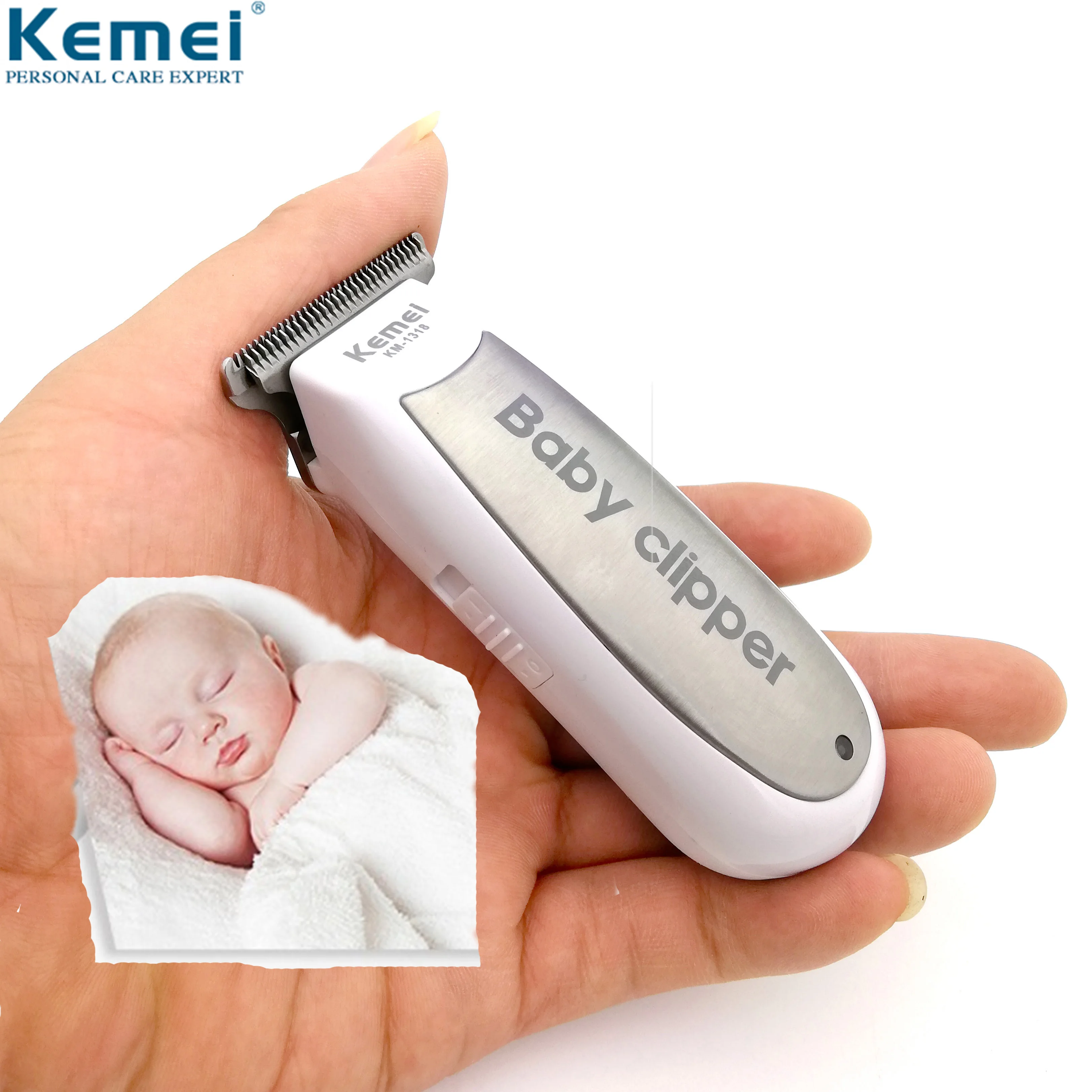 Kemei 1318 Baby Hair Clipper Infant Mini Electric Hair Trimmer Quiet USB Rechargeable Shaver Kids Haircut Beard Razor for Men