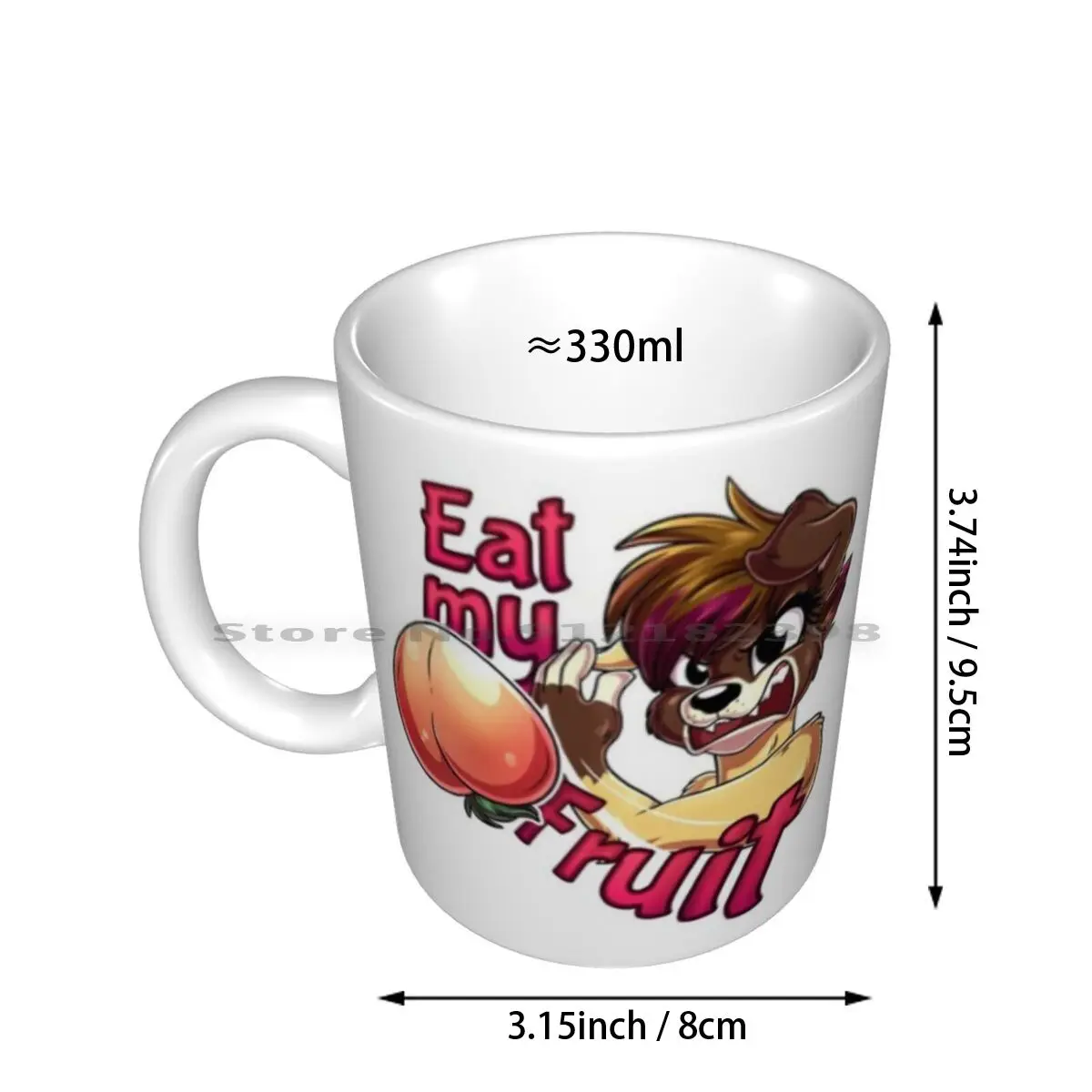 Eat My Fruit! ( Luci ) Ceramic Mugs Coffee Cups Milk Tea Mug Furry Cute Funny Oc Character Dog Luci Fluffruit Fruit Peach