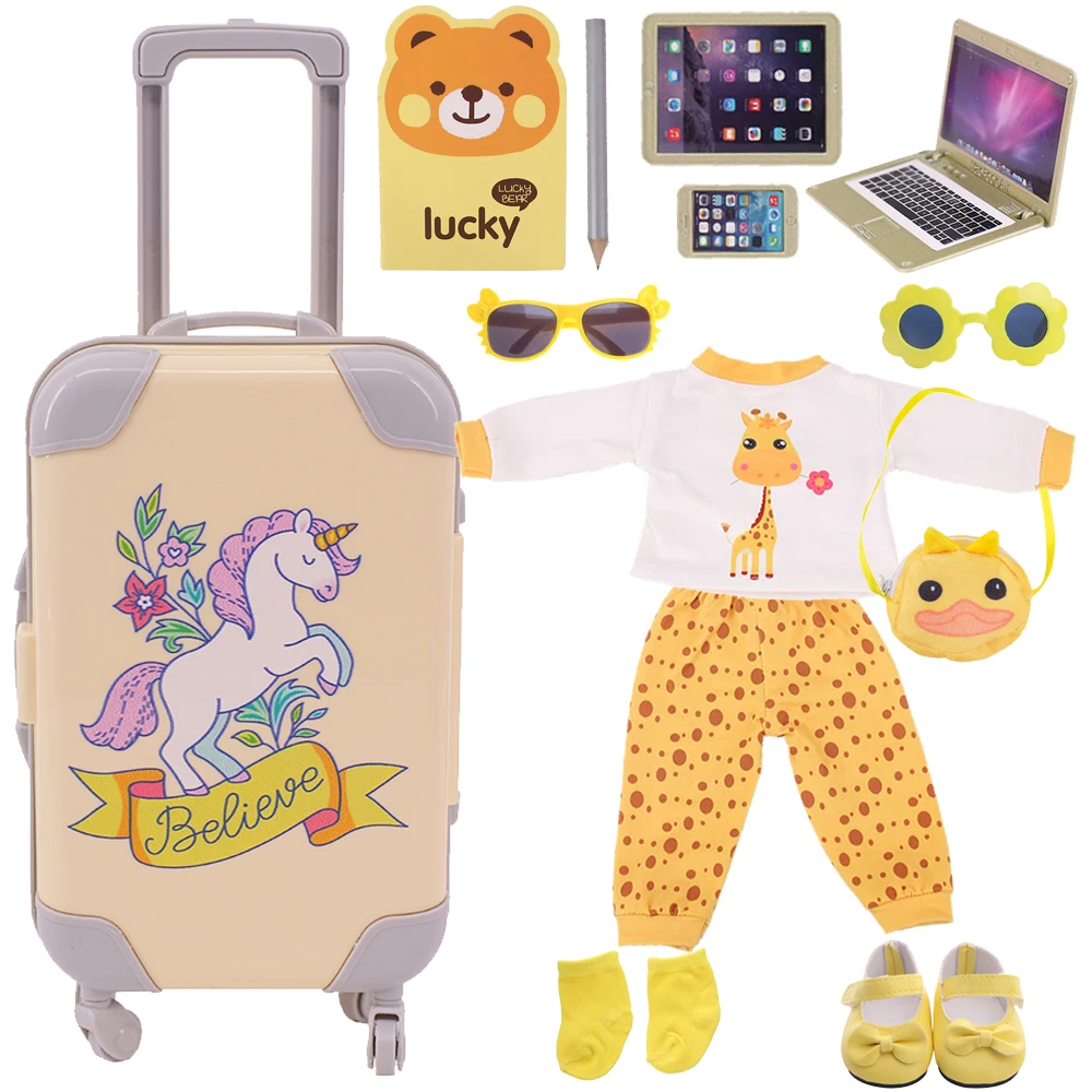 Doll Clothes Shoes Suitcase Accessories Fit 18 Inch American Girl&43Cm Baby New Reborn Doll Reborn Our Generation Girl Toy DIY