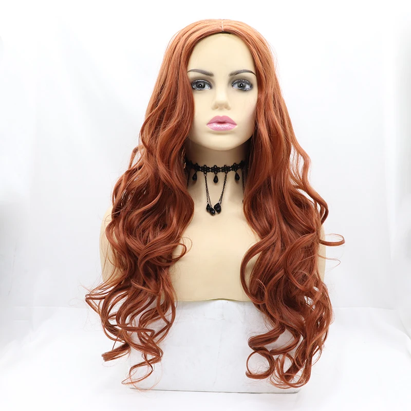 Red Cheap Body Wave Long Curly Machine Made Natural 99J Burgundy Wig Glueless Middle Part Cosplay Lolita Green Wigs For Women