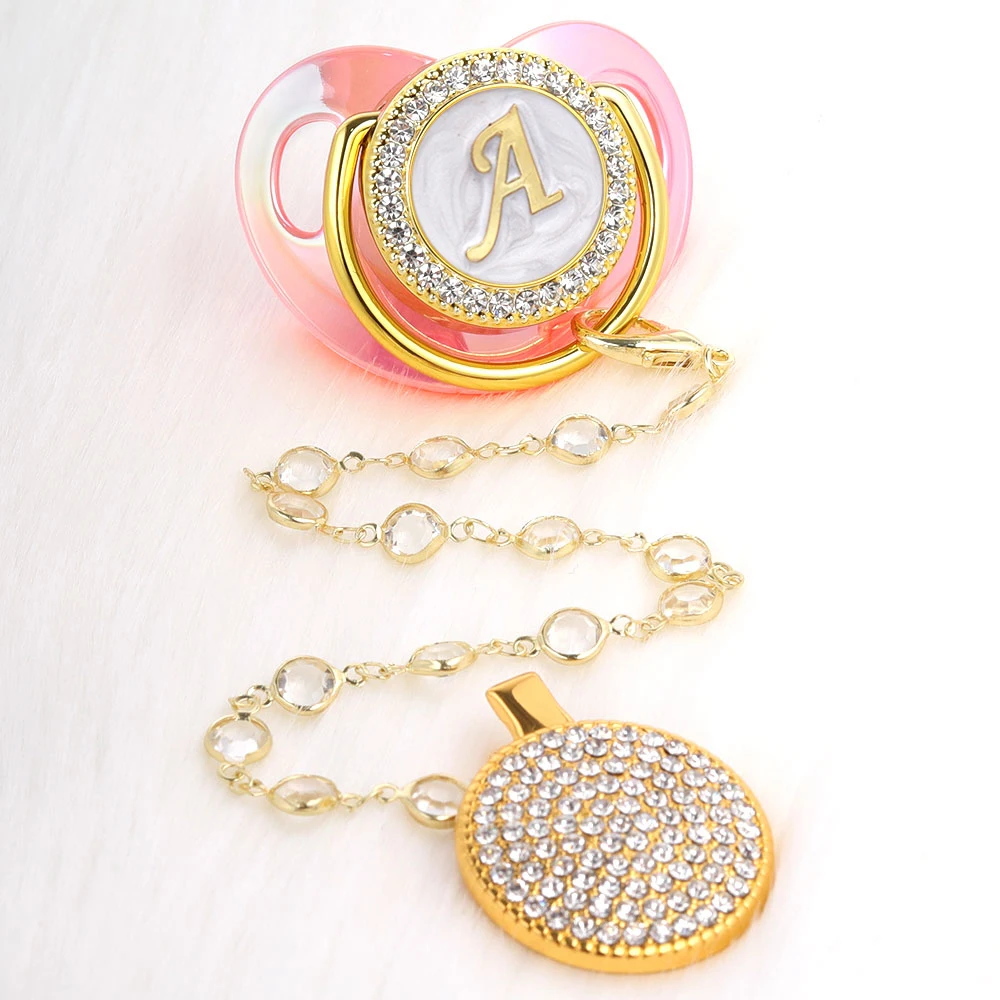 

Золотые бусины для соски, блестящие детские зажимы для соски-пустышки, силиконовые соски без бисфенола А для новорожденных