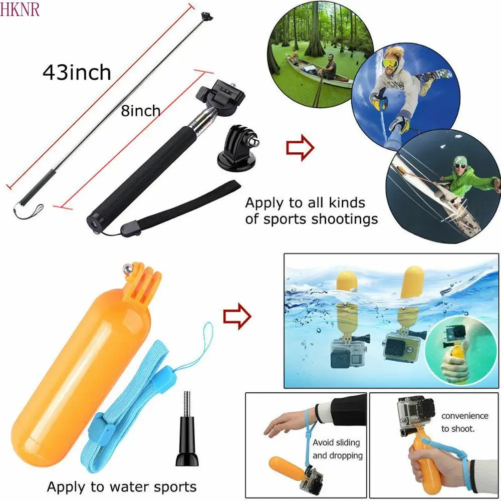 EKEN H9R H9 Action Gopro กล้องสำหรับ7 6 5 4 3 2 SJCAM SJ5000 EKEN,อุปกรณ์เสริมชุด Xiaomi Yi 4K Gopro Hero