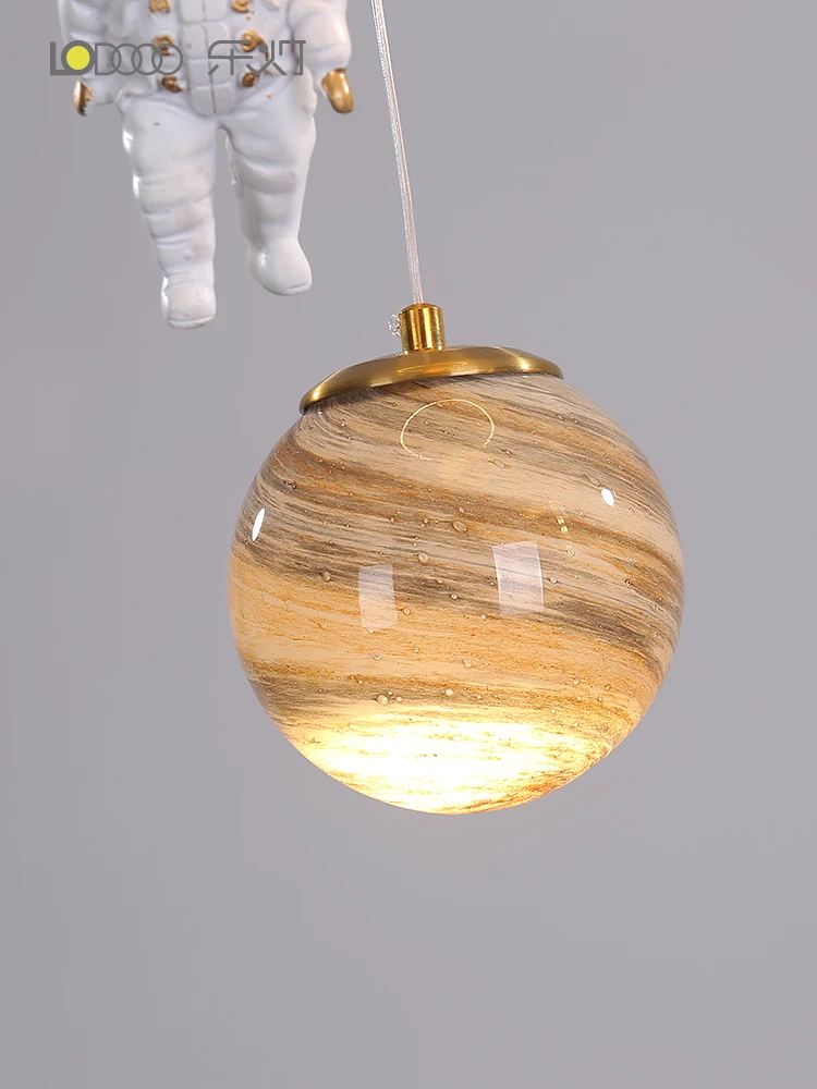 Nordic planet hanging children's room ceiling lights modern cartoon study lamp moon astronaut bedroom LED ceiling lamps fixtures