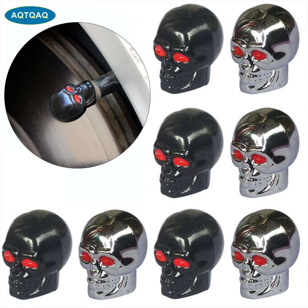 

8Pcs Skull Style Shape Tires Valve Stem Caps Antirust Copper Core for Motorcycle Bike Car