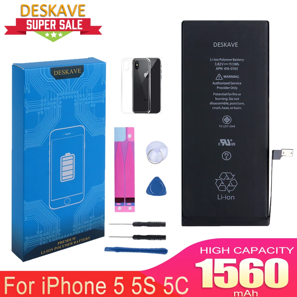 Baterai Ponsel untuk Iphone 5S 5C Baterai 1560MAh Penggantian Baterai AAA Kualitas Gratis Perlengkapan Alat Kapasitas A1453 A1457