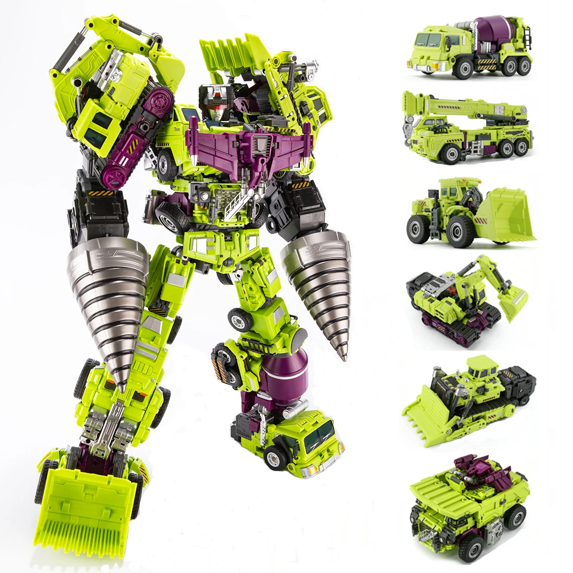 

Jinbao GT Devastator Transformation G1 Oversize 6 IN1 Bonecrusher Scrapper Haul Mixmaster Hook KO Action Figure Robot Toys Gifts