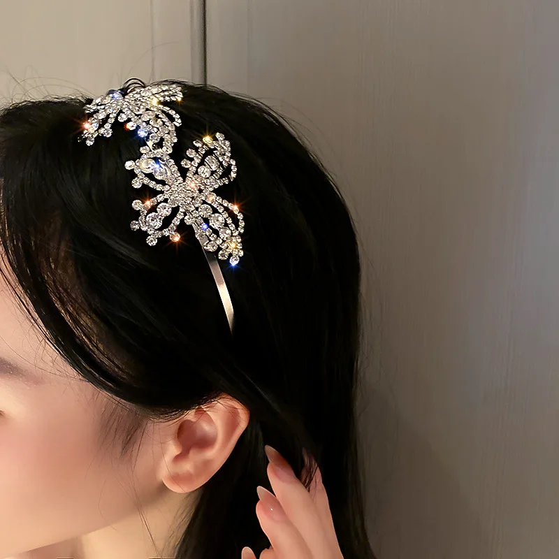 Luxury Handmade Full Crystal Rhinestone Flower Butterfly Hairband Headband Bridal Wedding Hair Jewelry Accessories