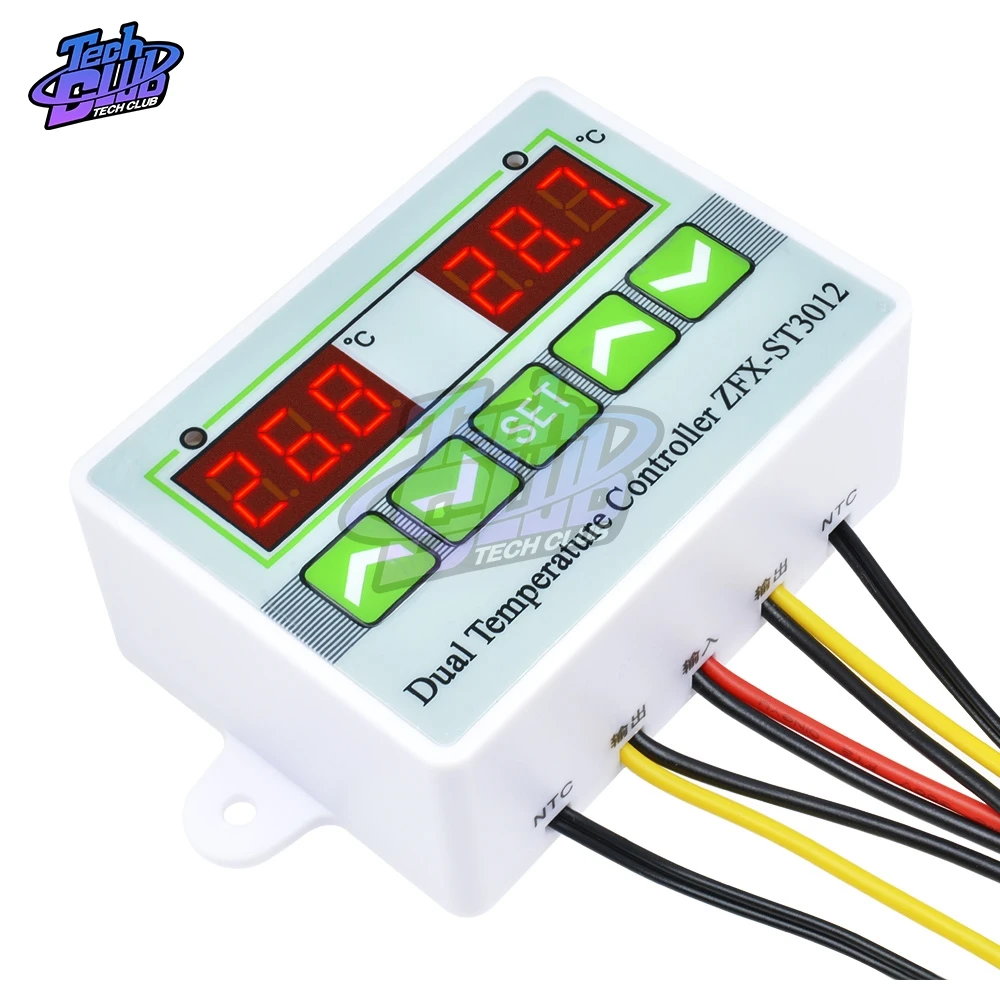 ST3012 LED Digital Thermostat Dual Display 10A Temperature Controller Thermometer DC 12 24 220 V Thermo Control with NTC Sensor