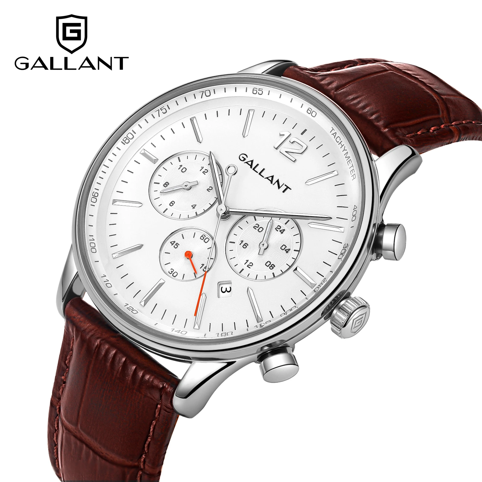 GALLANT Mens Watch Luxury Quartz Watches for Men with Dual Time Leather Strap Waterproof Business Dress Watch Relogio Masculino