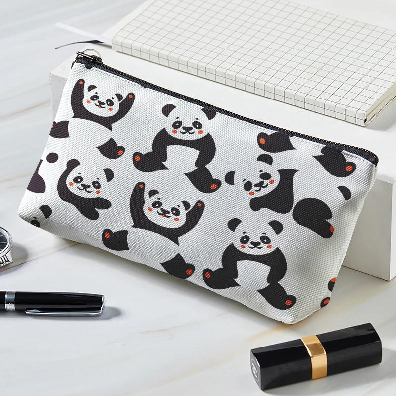 Lovely Women Portable Cosmetic Bag Cute Cartoon Panda Print Female Makeup Pouch Large Capacity Cosmetic Organizer Beauty Case