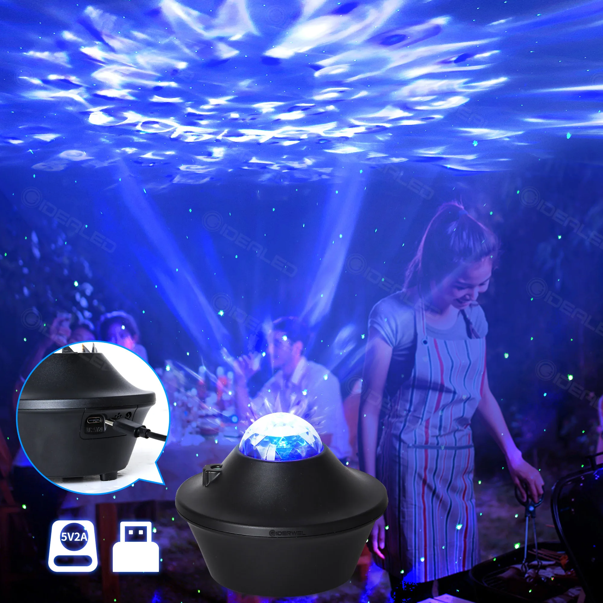 Led Star Projector Nachtlampje Galaxy Starry Lamp Usb Ocean Wave Projector Bluetooth Speaker Afstandsbediening Muziek Ster Led Lamp