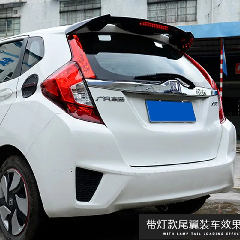 New Brand ABS Plastic Unpainted Primer Color Rear Boot Trunk Wing Spoiler Car Accessories For Honda Fit Jazz 2014 2015 2016 2017