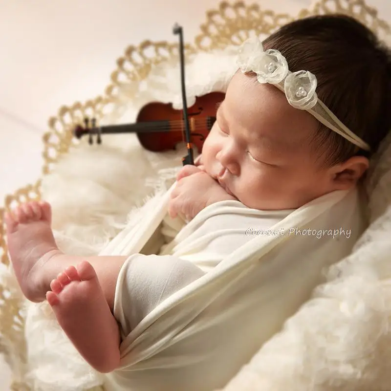 Coconut Newborn Photography Props MIni Musical instrument violin for Bebe Fotografia Studio photo shoot instruments baby Photo