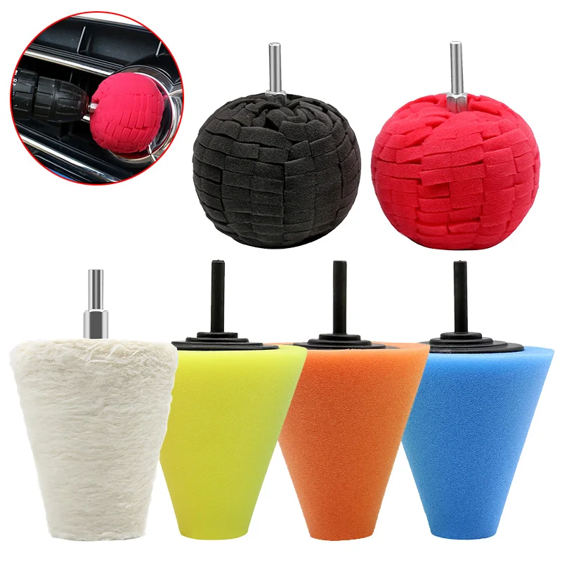 

6PCS Car Polishing Sponge Pad Durable White Cotton Buffing Wheel Car Rims Detailing Waxing Pad Auto Cleaning Maintenance Tool